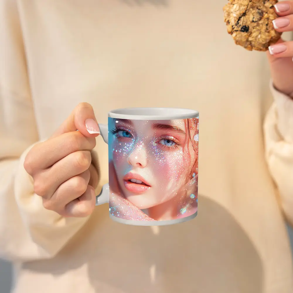 Glitter Girl Portrait Soft Pink Fantasy – Mugs