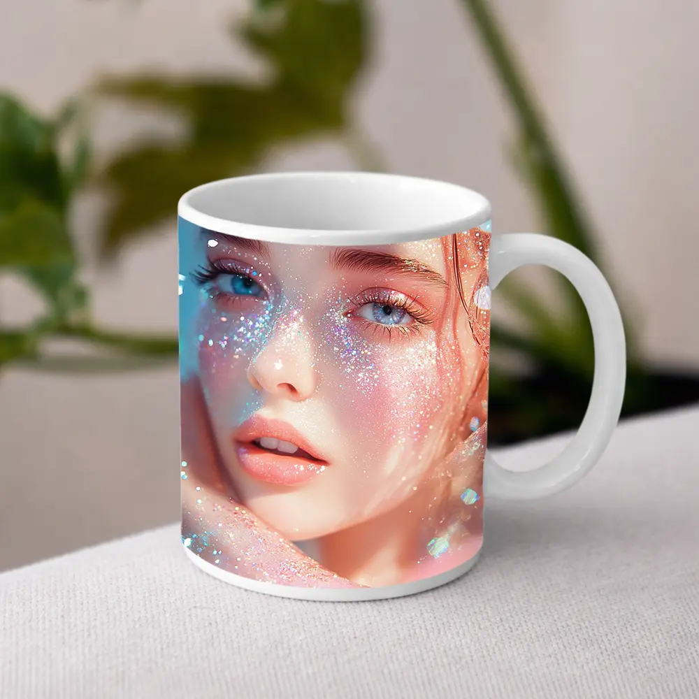 Glitter Girl Portrait Soft Pink Fantasy – Mugs