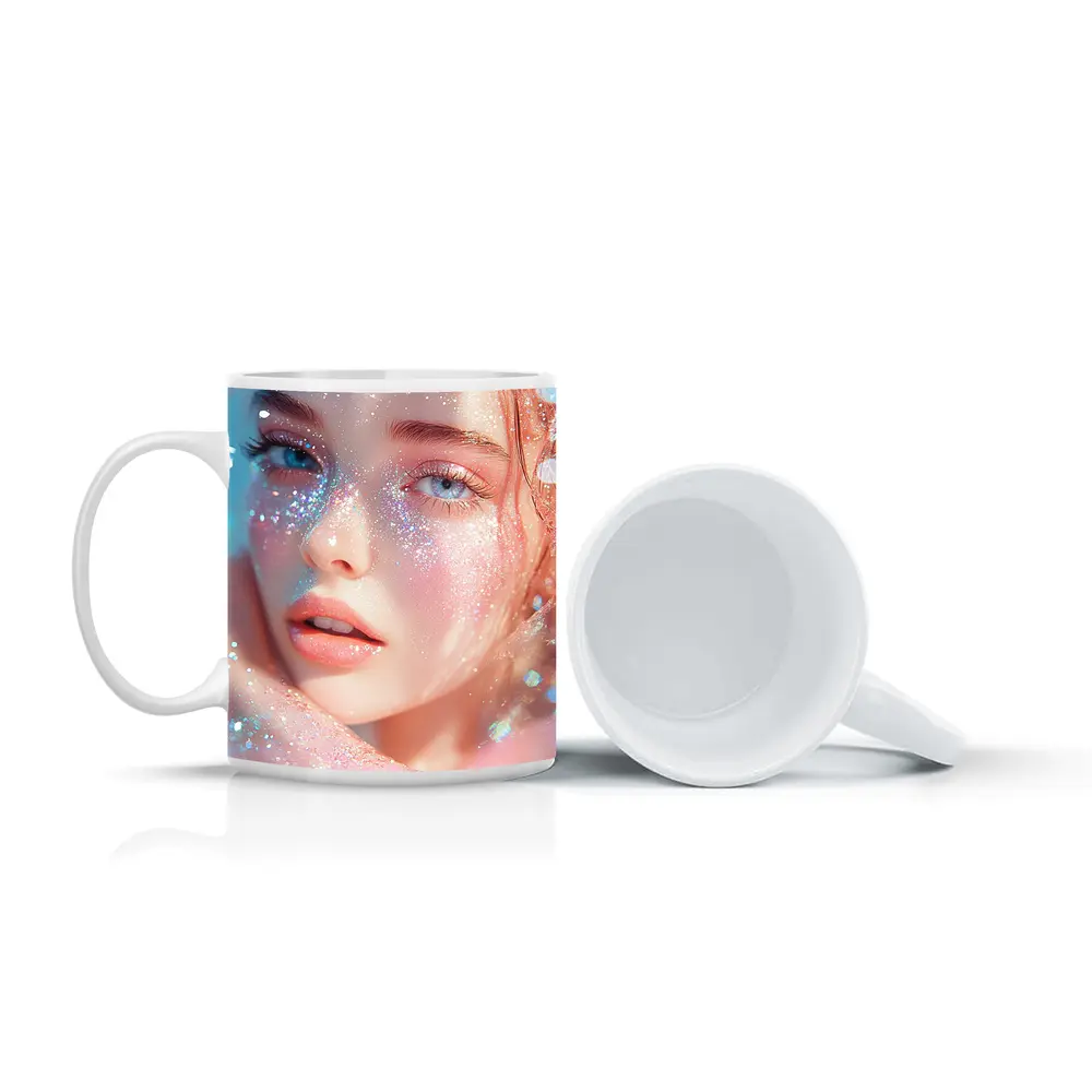 Glitter Girl Portrait Soft Pink Fantasy – Mugs