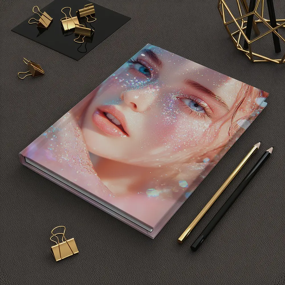 Glitter Girl Portrait Soft Pink Fantasy – Notebooks