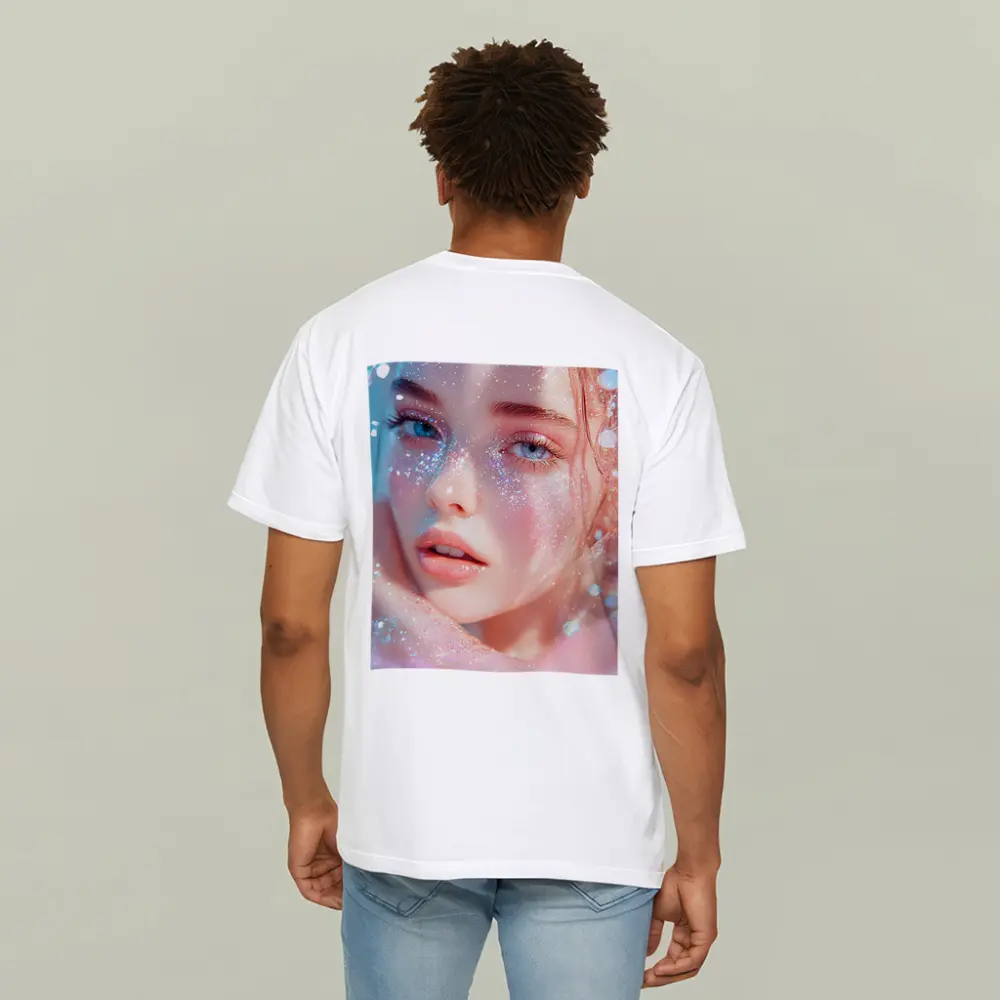 Glitter Girl Portrait Soft Pink Fantasy – T-Shirts