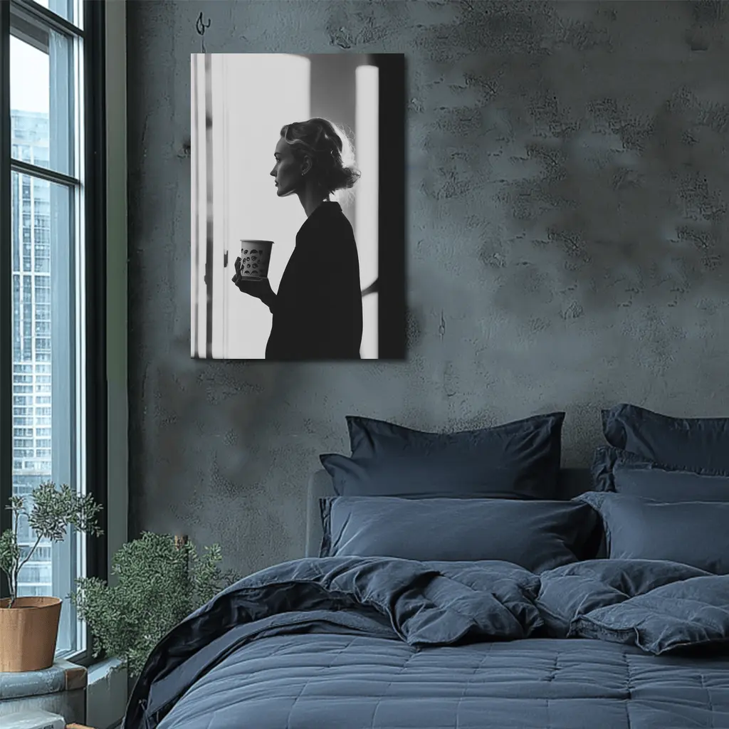 Woman With Coffee Cup By Window – Wall Art