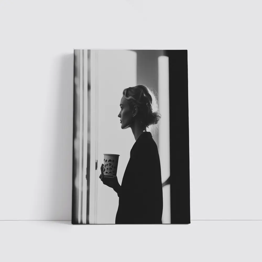 Woman With Coffee Cup By Window – Wall Art