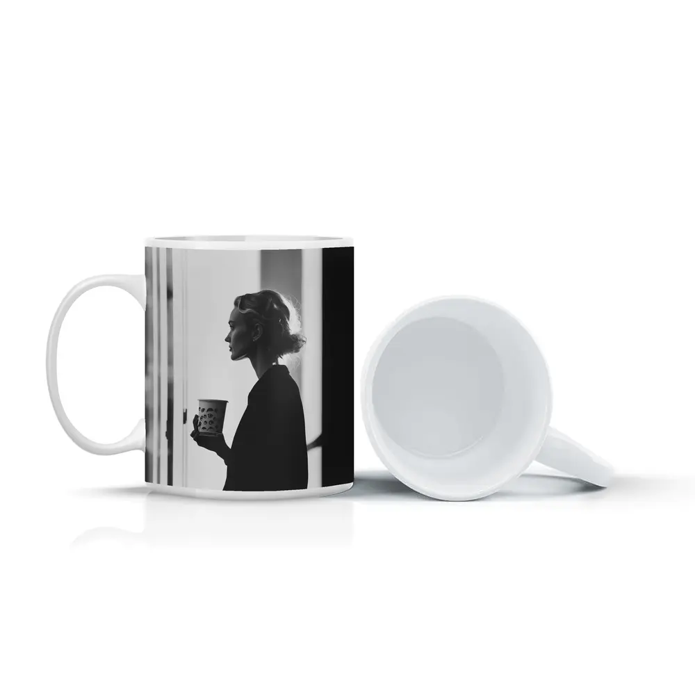 Woman With Coffee Cup By Window – Mugs