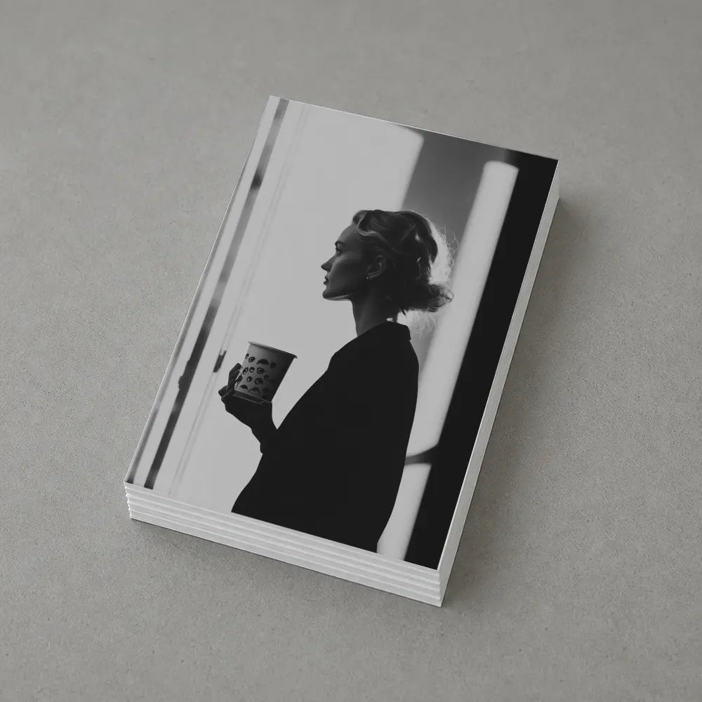 Woman With Coffee Cup By Window – Postcards