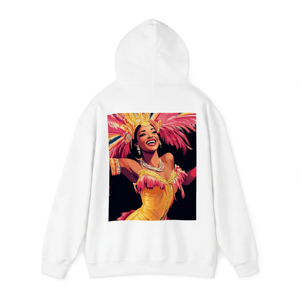 Samba Dancer Yellow Costume Feathers Black Background – Hoodies