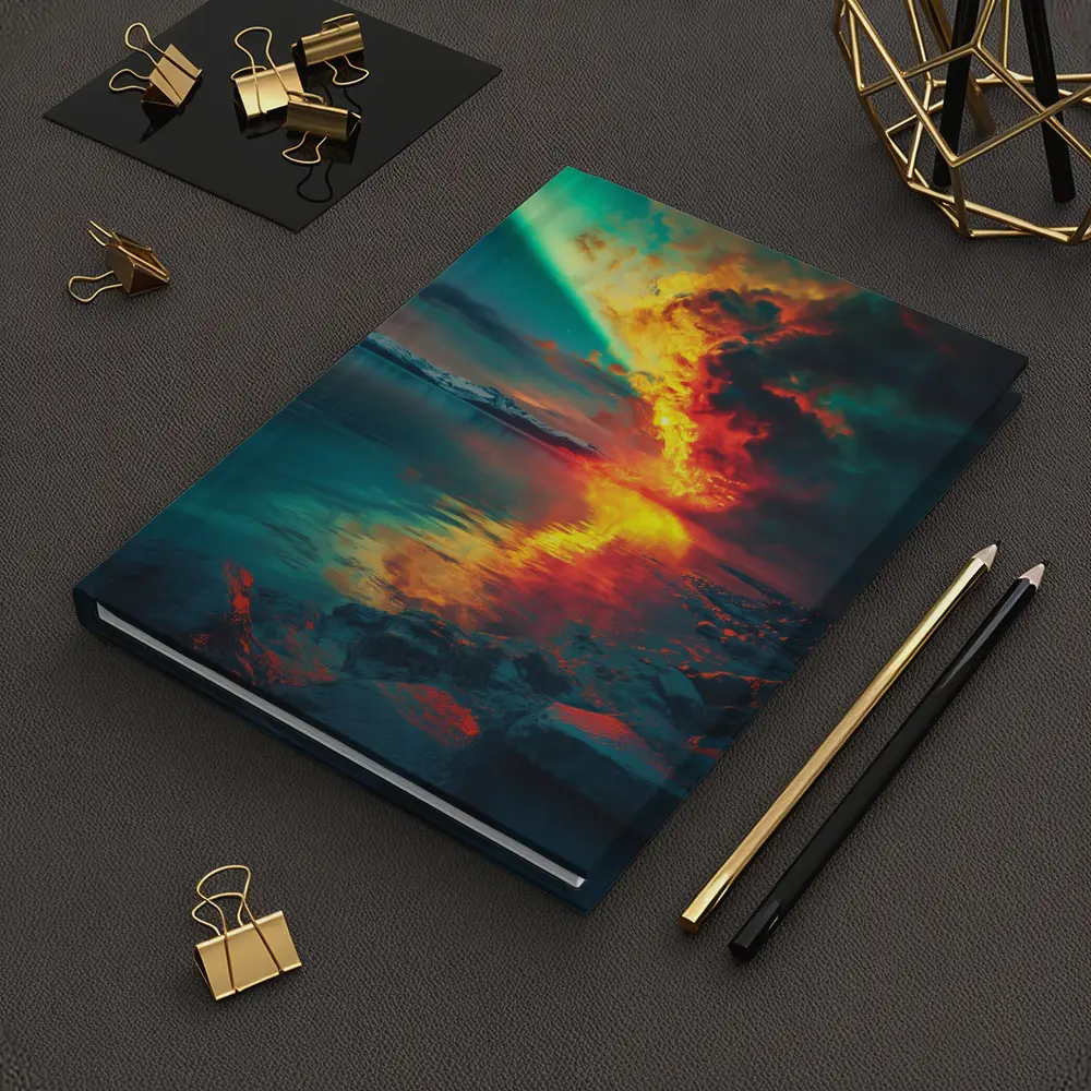 Aurora Fire Explosion Over Arctic Lake – Notebooks