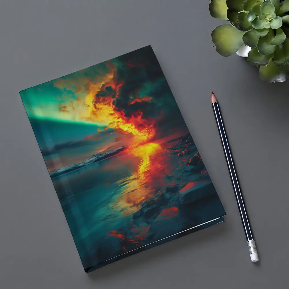 Aurora Fire Explosion Over Arctic Lake – Notebooks