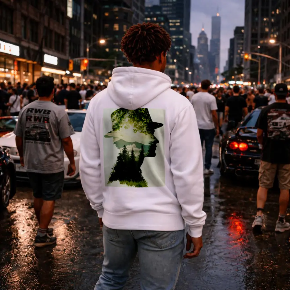 Double Exposure Man Forest Mountains Nature – Hoodies