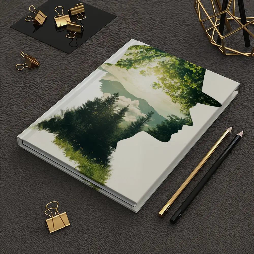 Double Exposure Man Forest Mountains Nature – Notebooks