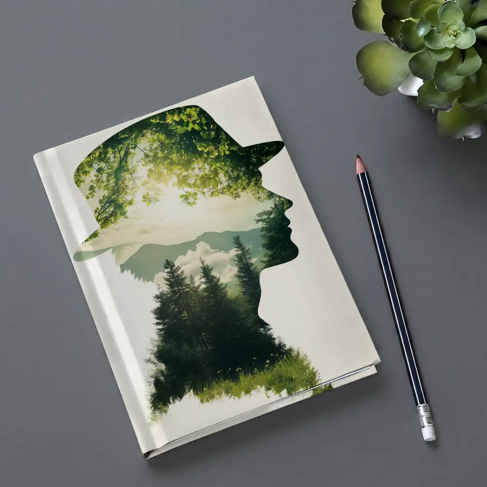 Double Exposure Man Forest Mountains Nature – Notebooks
