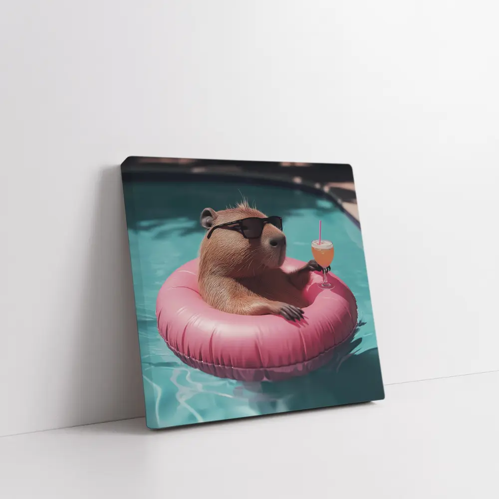 Capybara With Sunglasses Relaxing In Pool – Wall Art