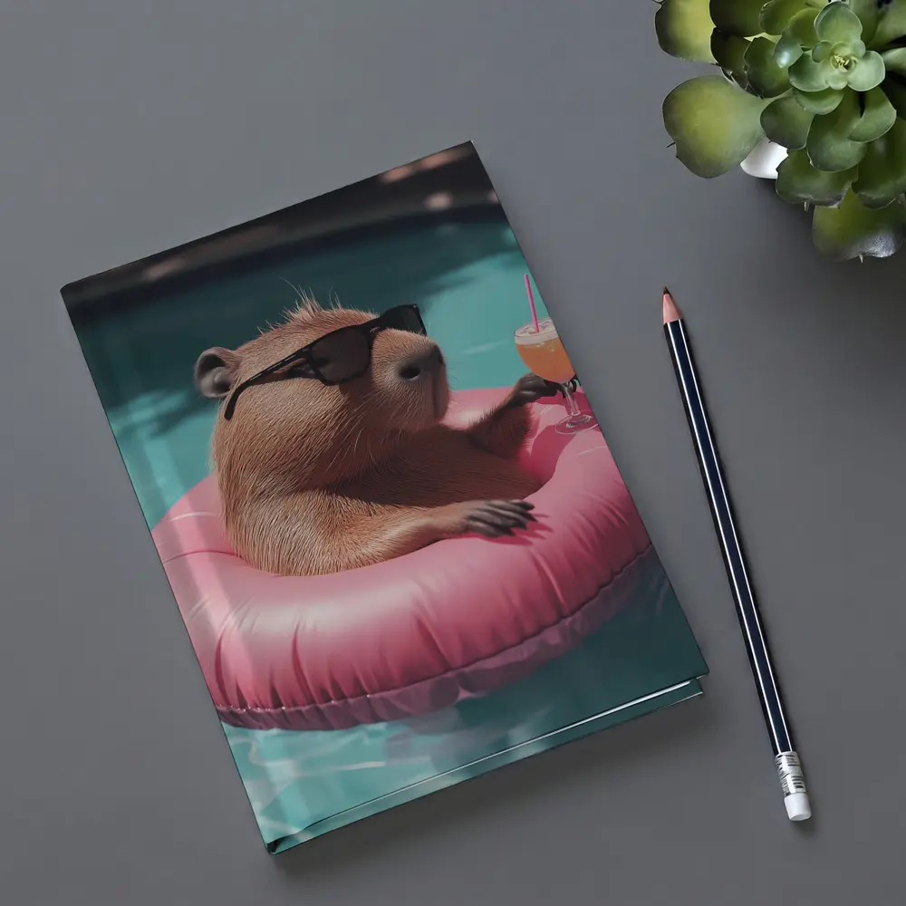 Capybara With Sunglasses Relaxing In Pool – Notebooks