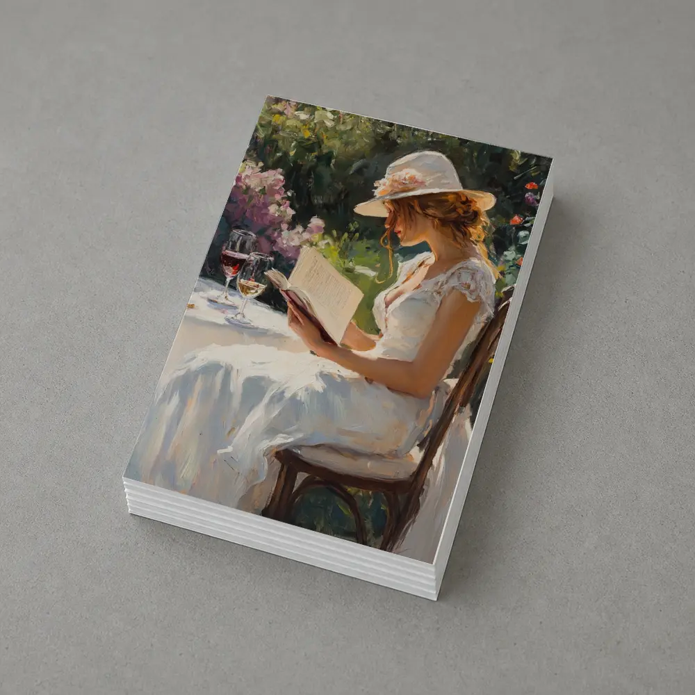 Woman Reading Book Garden Impressionist Oil Painting – Postcards