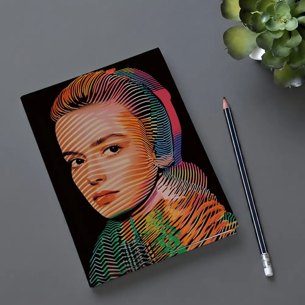 Pop Art Woman Portrait Colorful Line Pattern – Notebooks