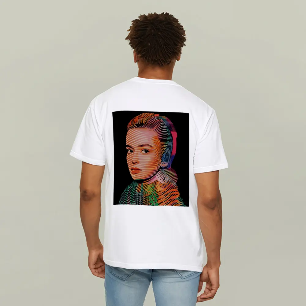 Pop Art Woman Portrait Colorful Line Pattern – T-Shirts