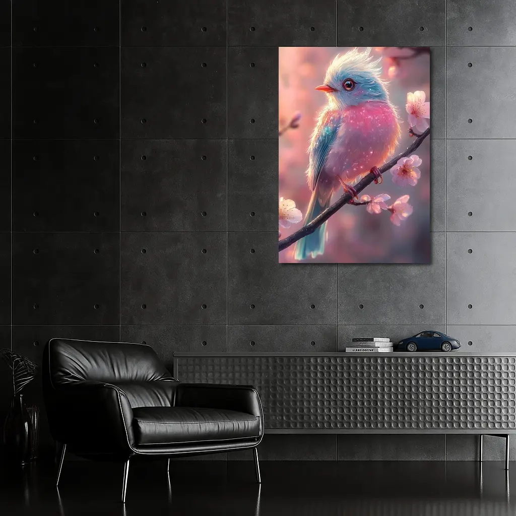 Fluffy Fantasy Bird Cherry Blossom Branch – Wall Art
