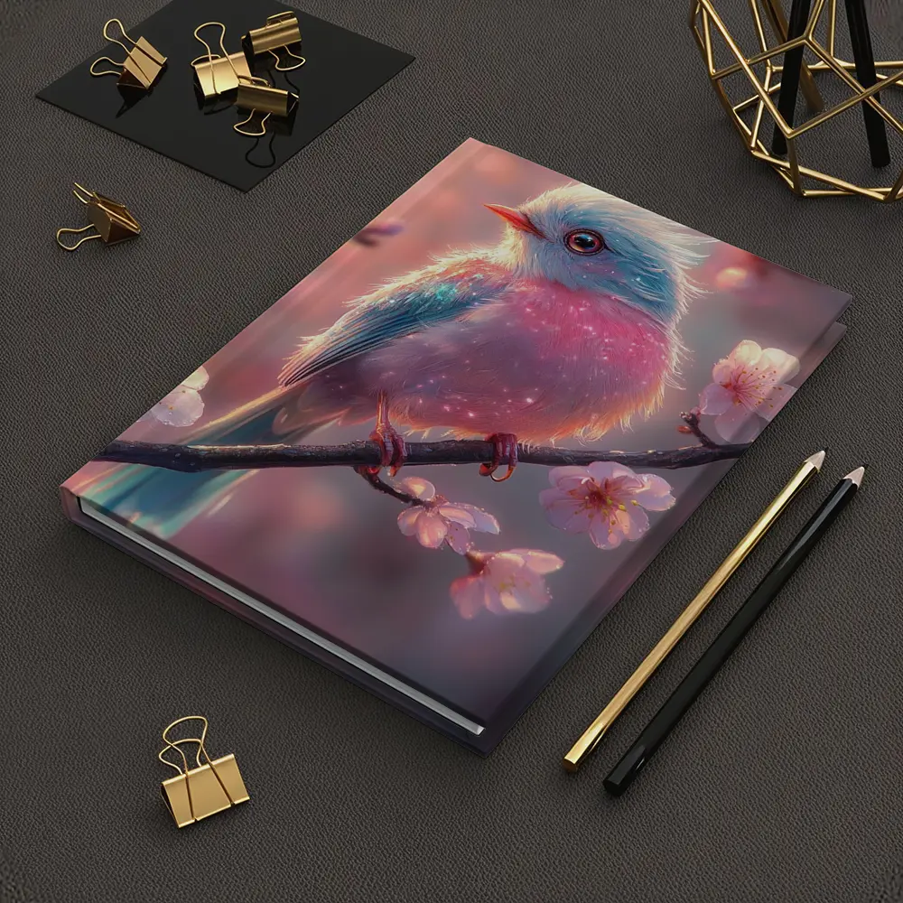 Fluffy Fantasy Bird Cherry Blossom Branch – Notebooks
