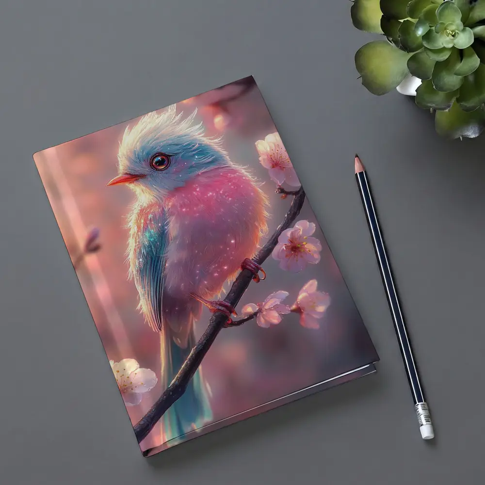 Fluffy Fantasy Bird Cherry Blossom Branch – Notebooks