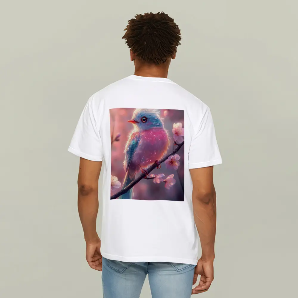 Fluffy Fantasy Bird Cherry Blossom Branch – T-Shirts
