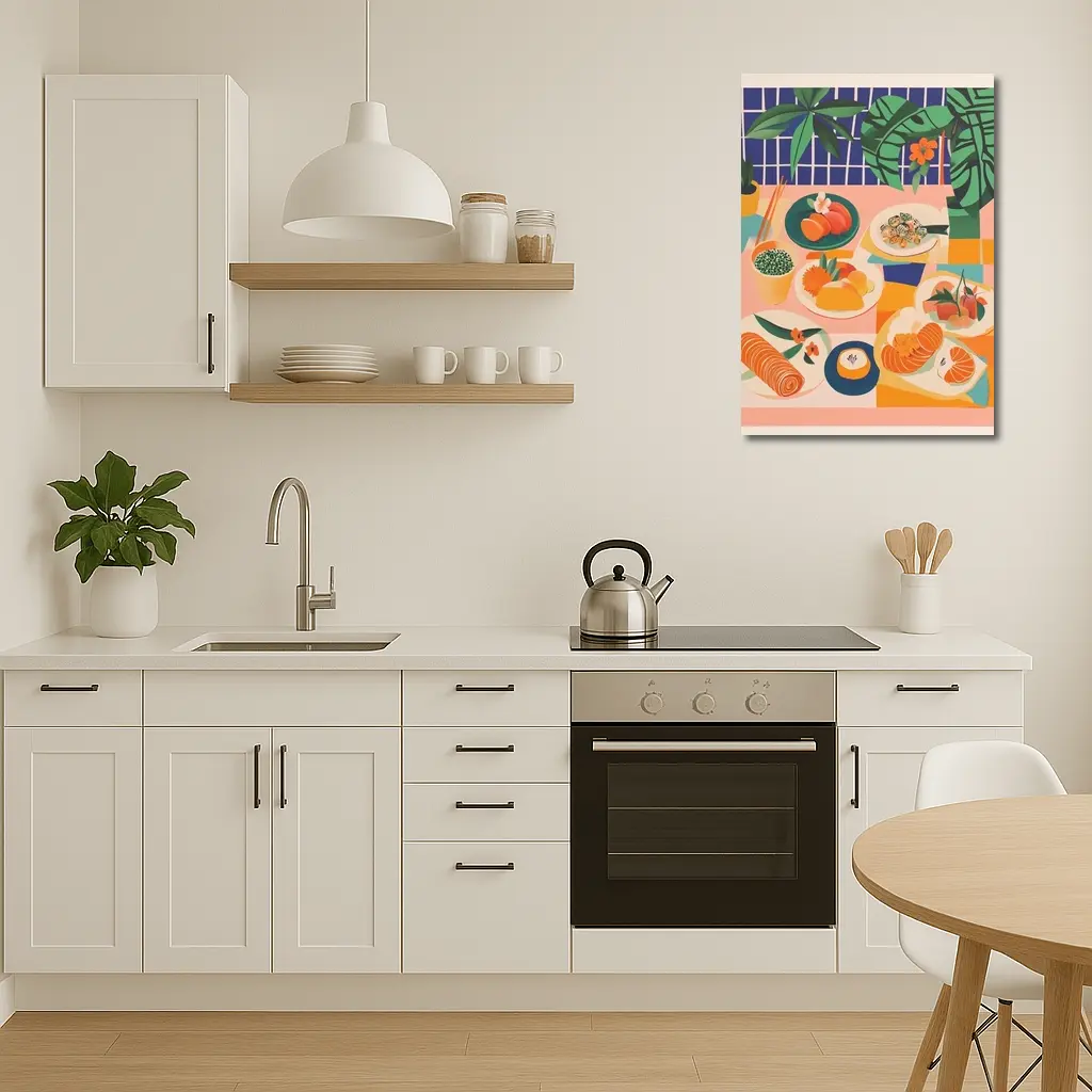Sushi Spread Illustration Tropical Plant Background – Wall Art