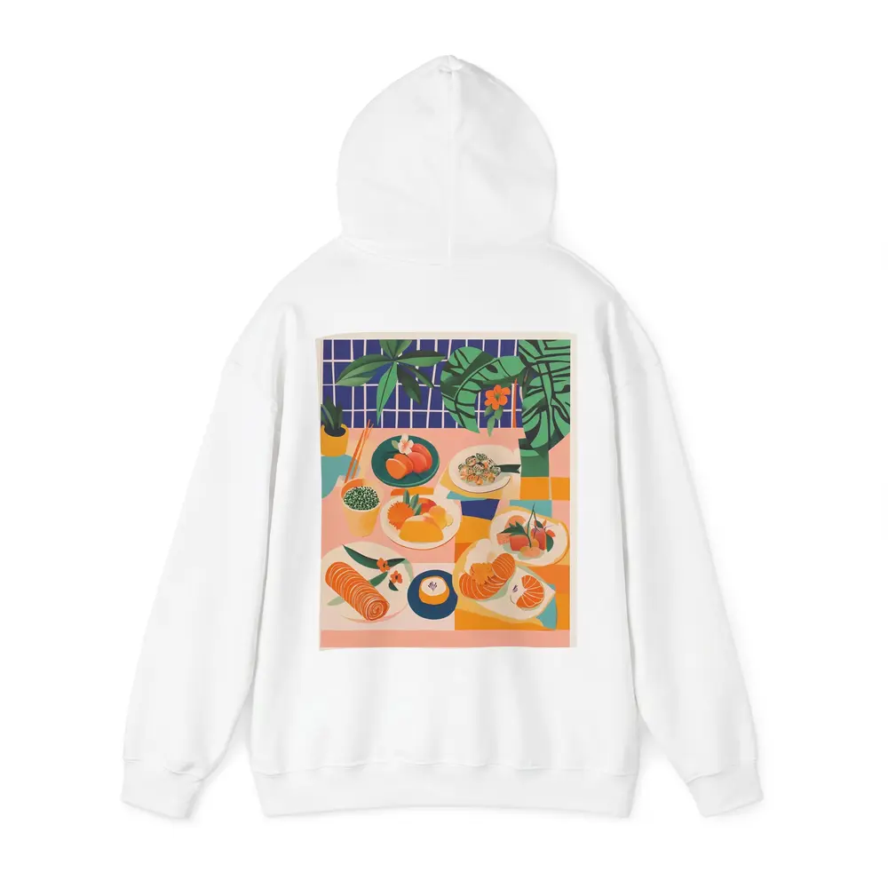 Sushi Spread Illustration Tropical Plant Background – Hoodies