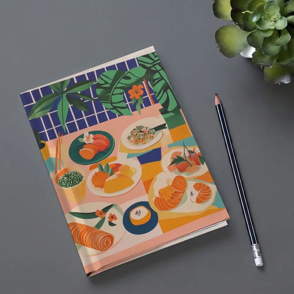 Sushi Spread Illustration Tropical Plant Background – Notebooks