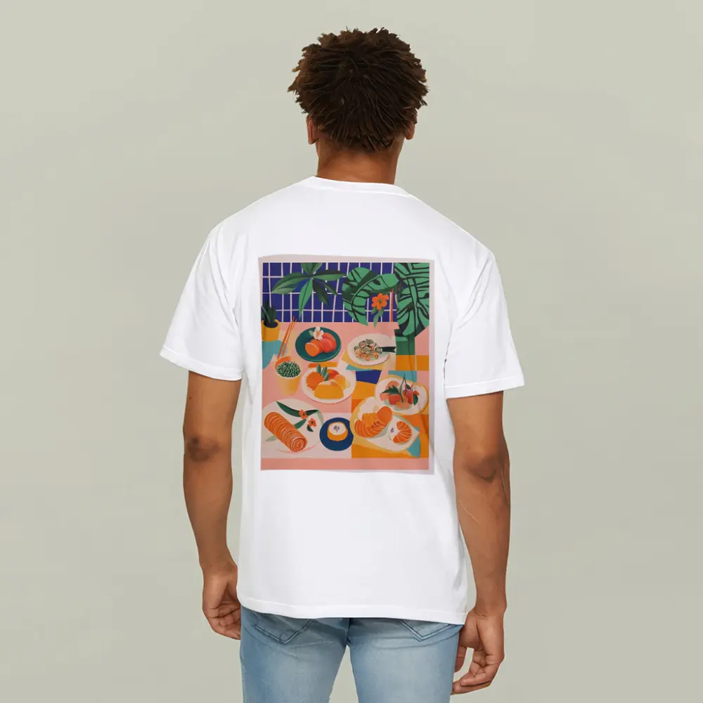 Sushi Spread Illustration Tropical Plant Background – T-Shirts