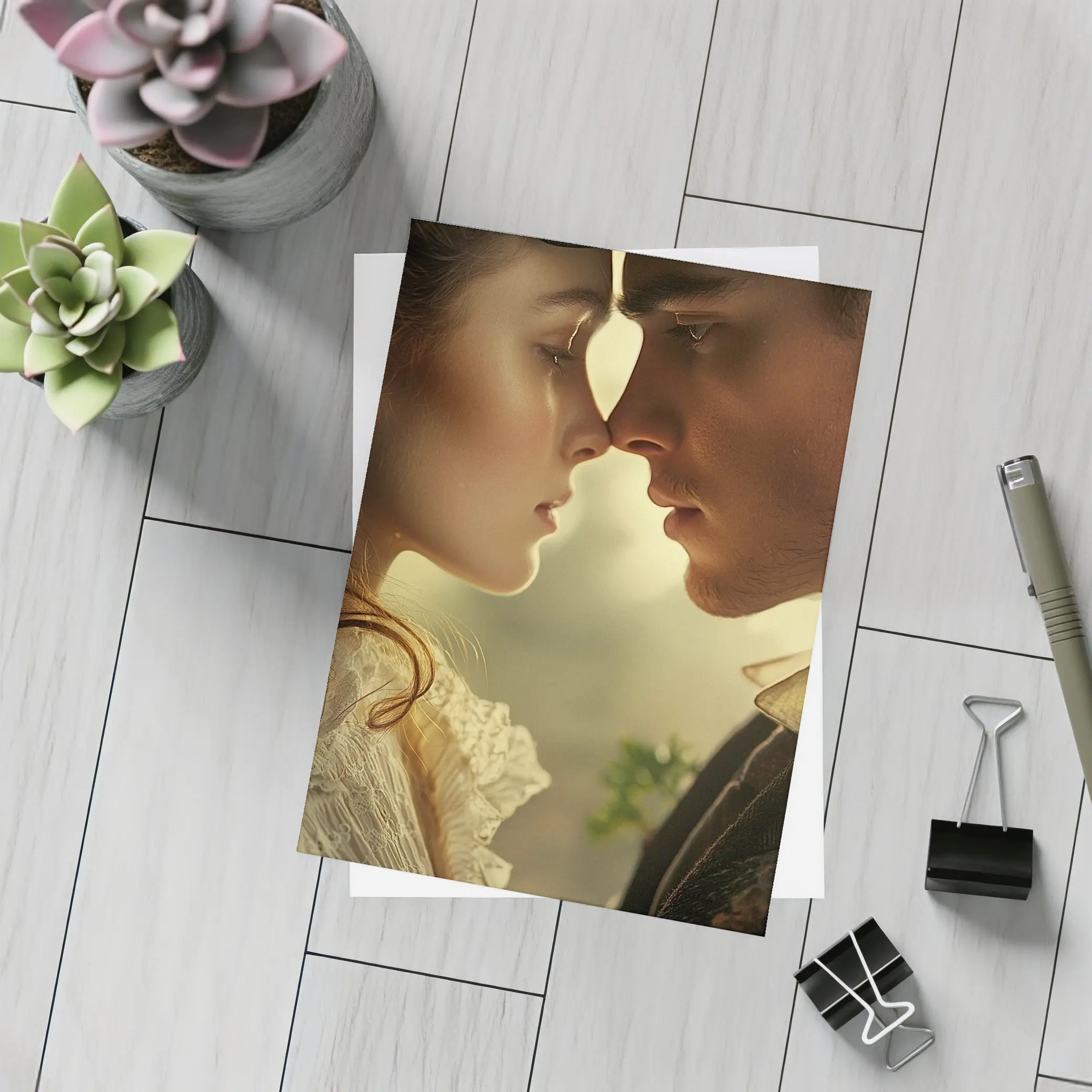 Victorian Couple Romantic Close Portrait Art – Postcards
