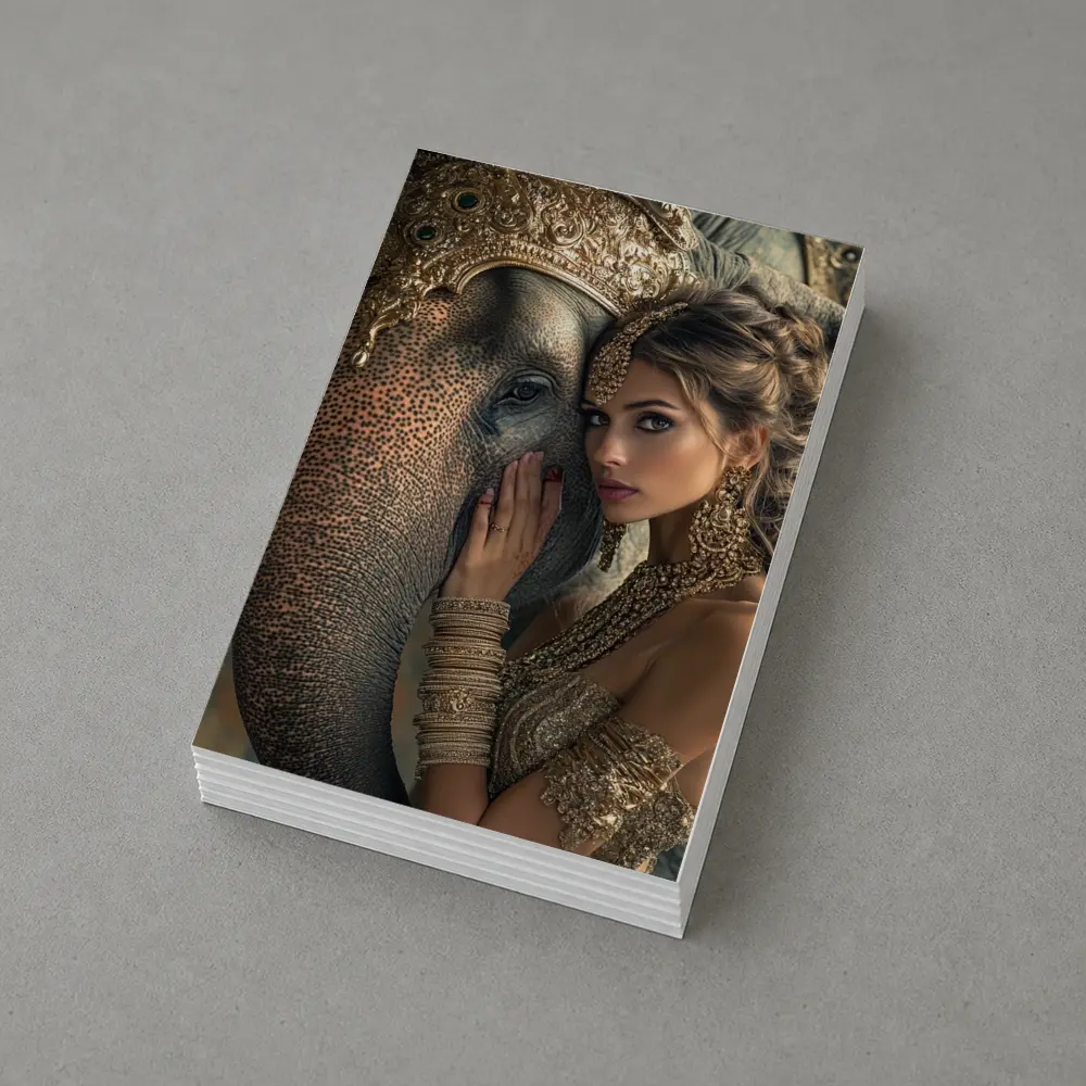 Woman With Golden Elephant Indian Style – Postcards