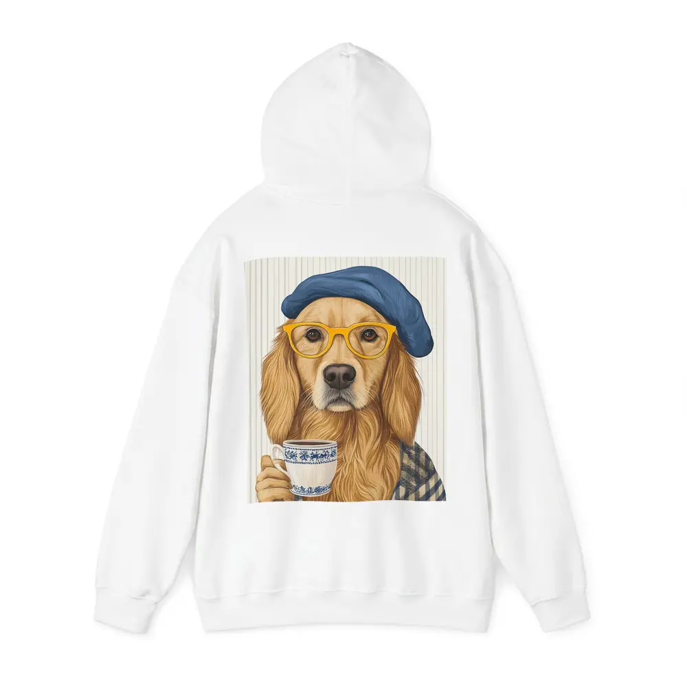 Golden Retriever Dog With Coffee Beret Glasses – Hoodies