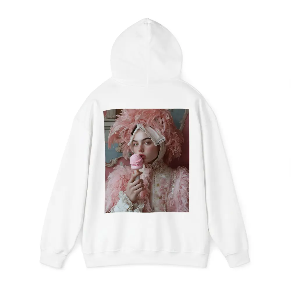 Rococo Woman Pink Feathers Ice Cream – Hoodies