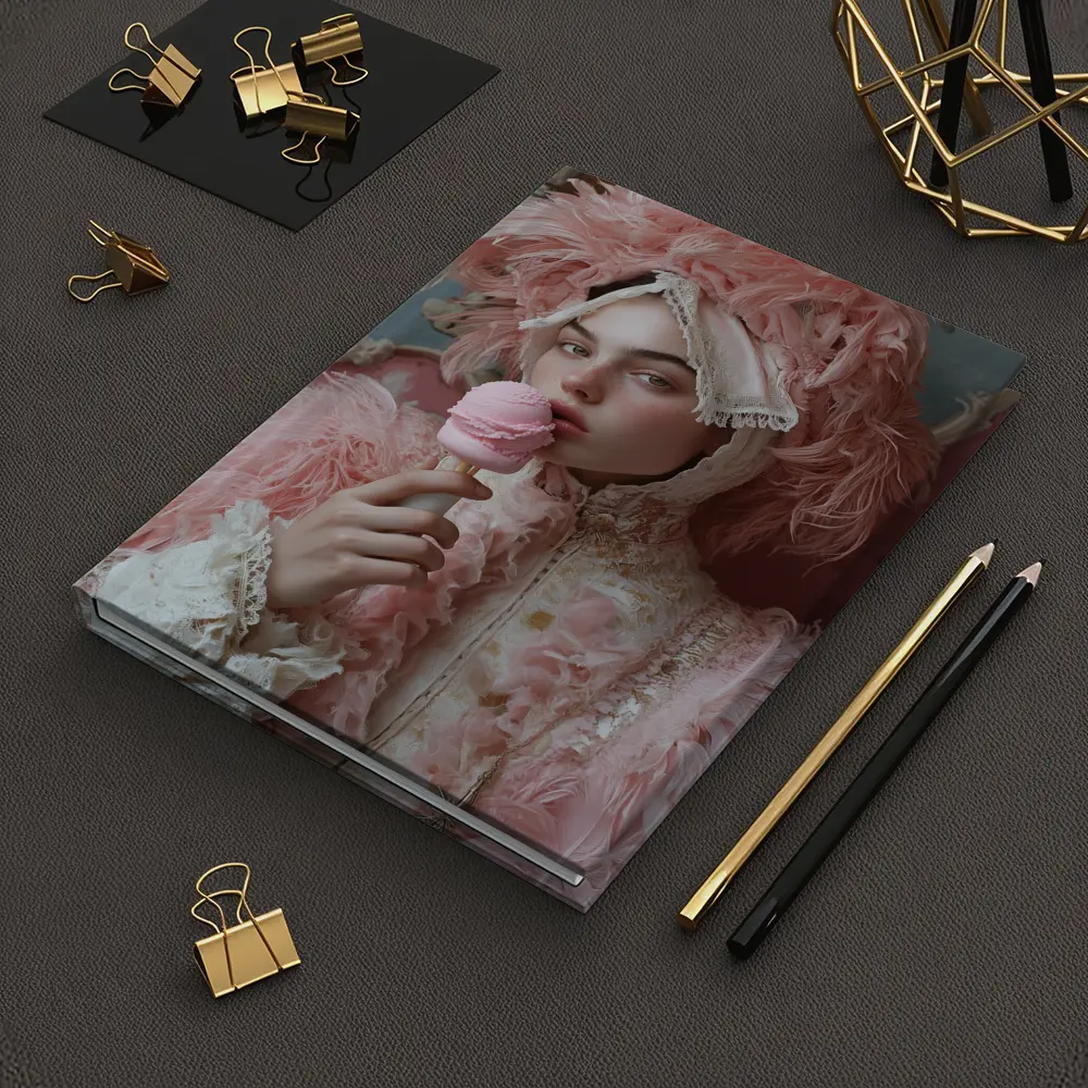 Rococo Woman Pink Feathers Ice Cream – Notebooks