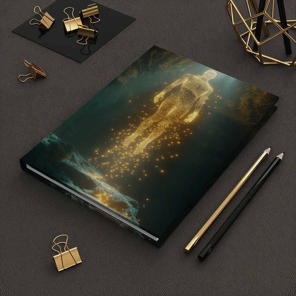 Golden Light Being Ascending In Dark Cave – Notebooks