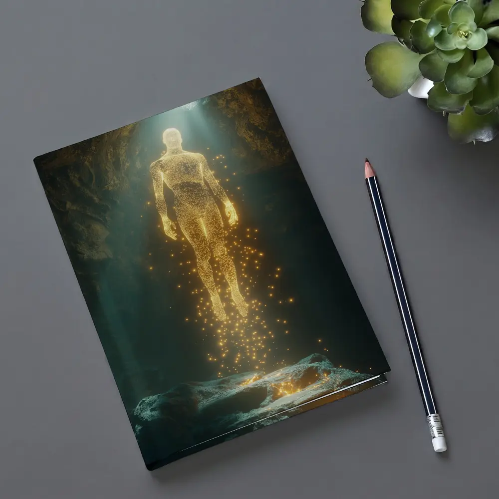 Golden Light Being Ascending In Dark Cave – Notebooks
