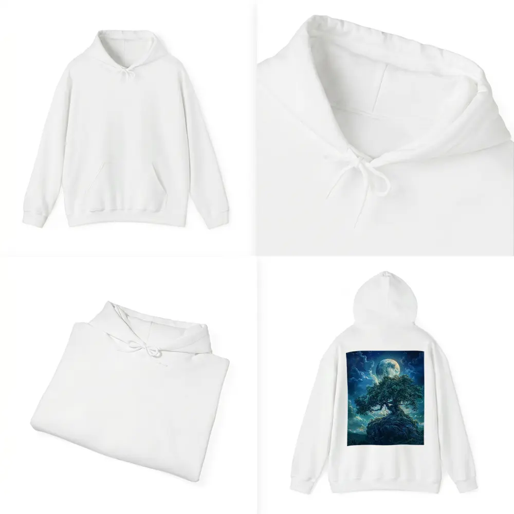 Ancient Oak Tree Moonlit Fantasy Night Sky – Hoodies