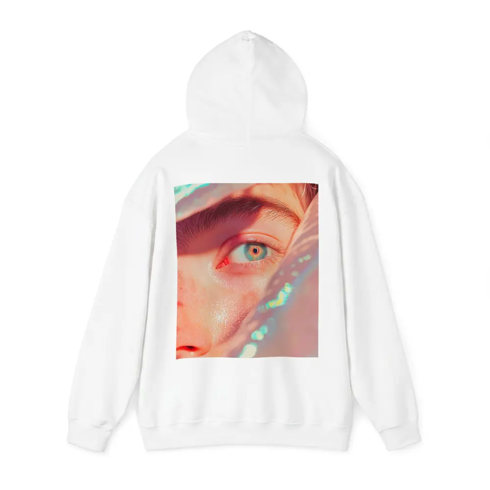 Close Up Blue Eye Holographic Light Portrait – Hoodies