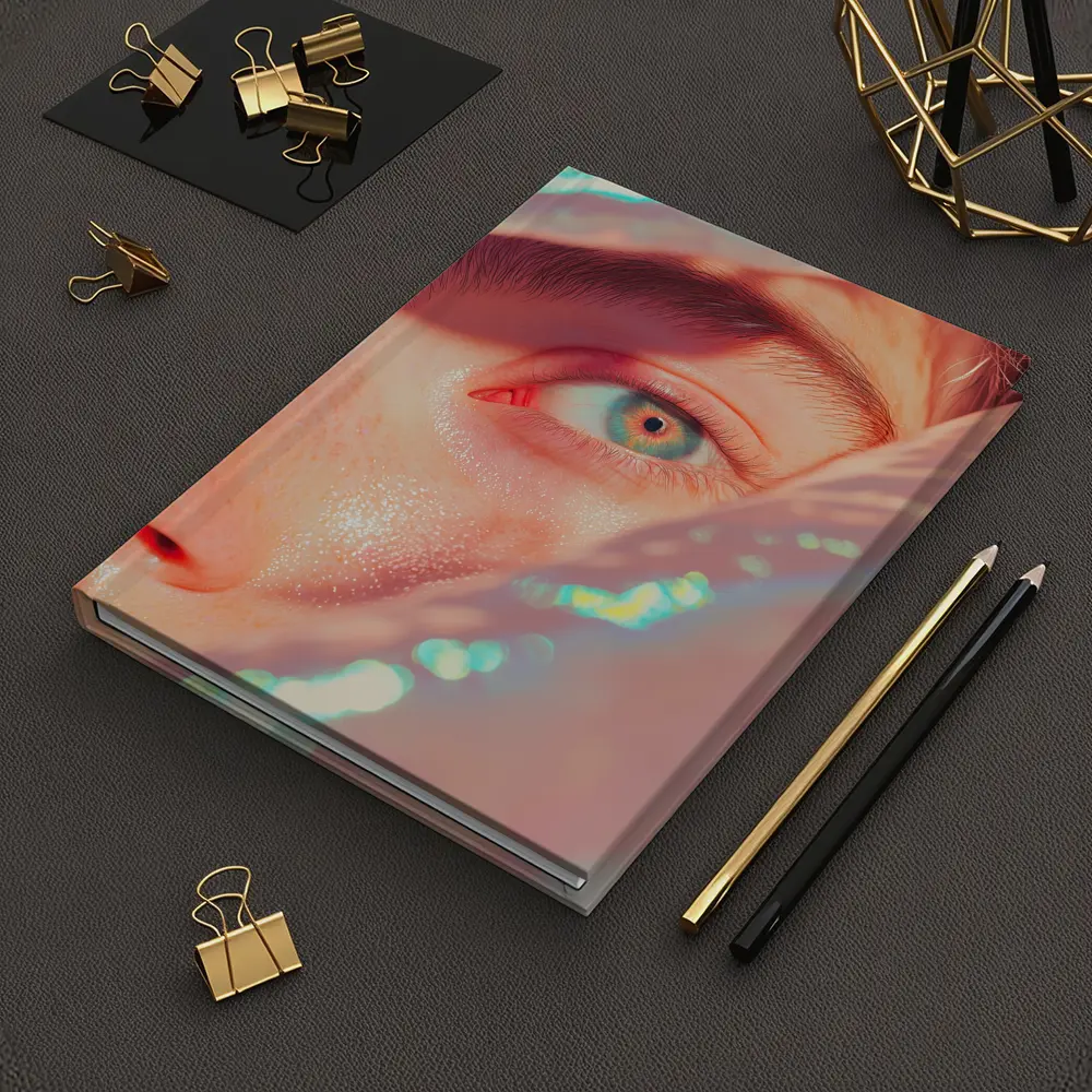 Close Up Blue Eye Holographic Light Portrait – Notebooks