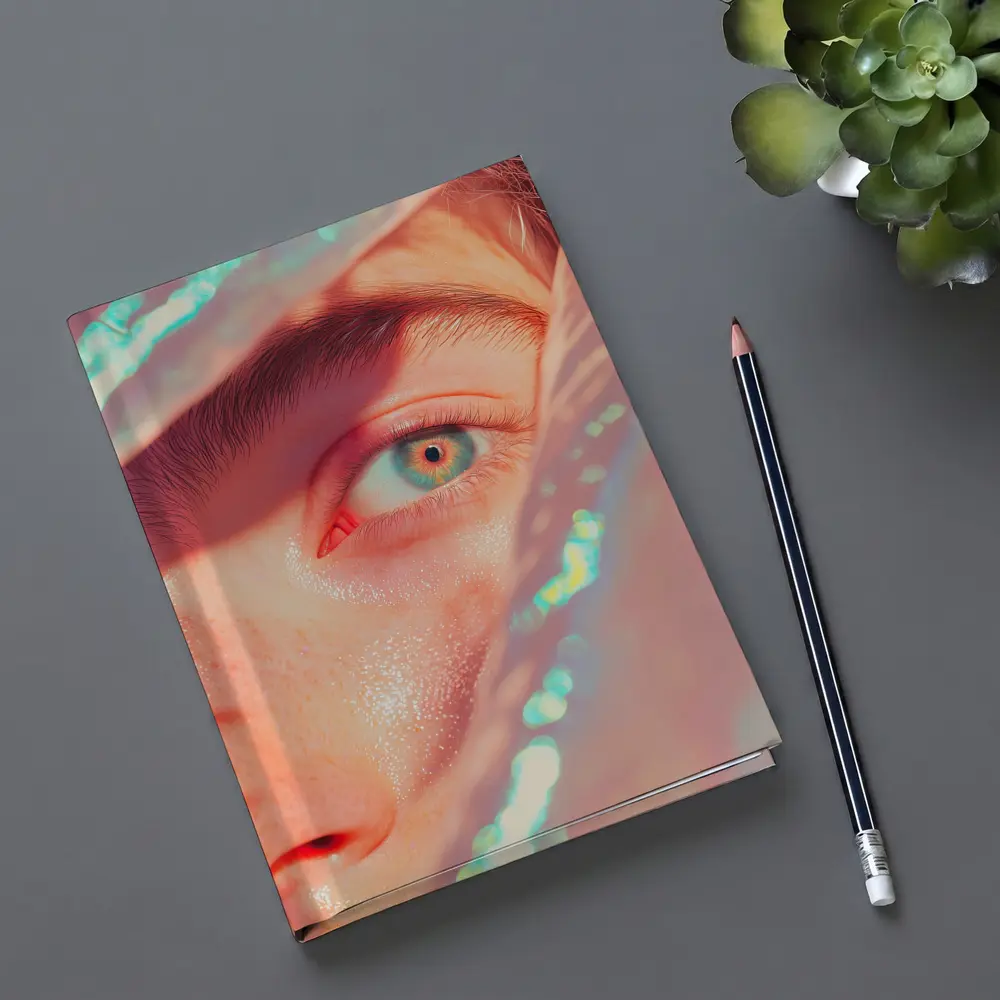 Close Up Blue Eye Holographic Light Portrait – Notebooks