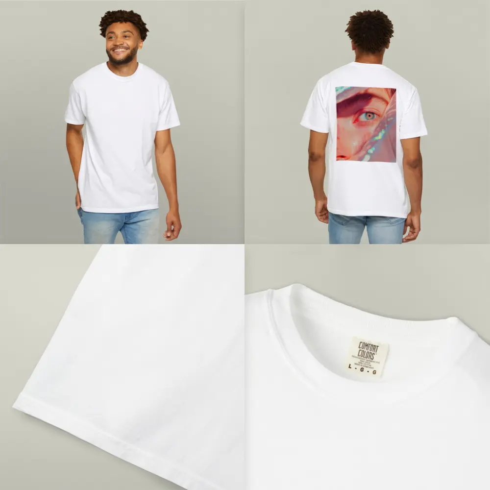 Close Up Blue Eye Holographic Light Portrait – T-Shirts