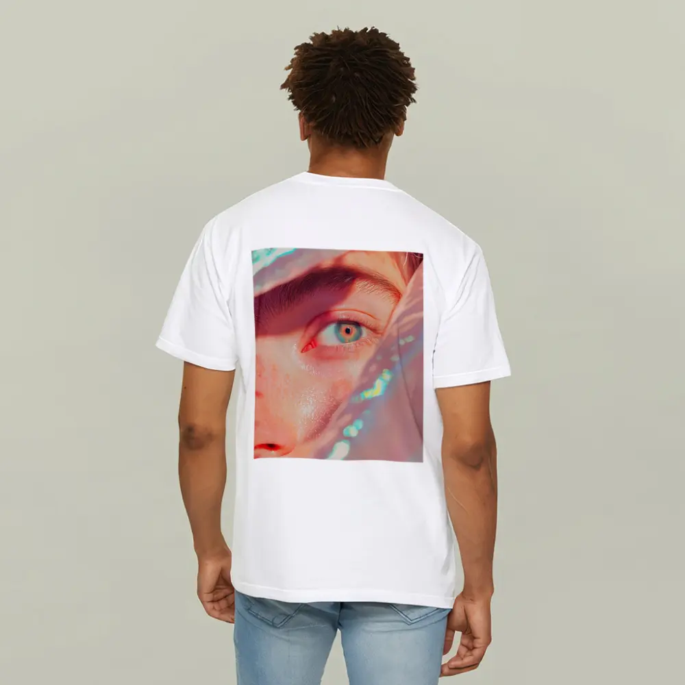 Close Up Blue Eye Holographic Light Portrait – T-Shirts