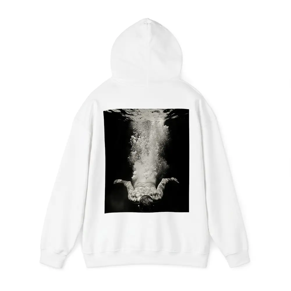 Man Diving Underwater Black White Photography – Hoodies