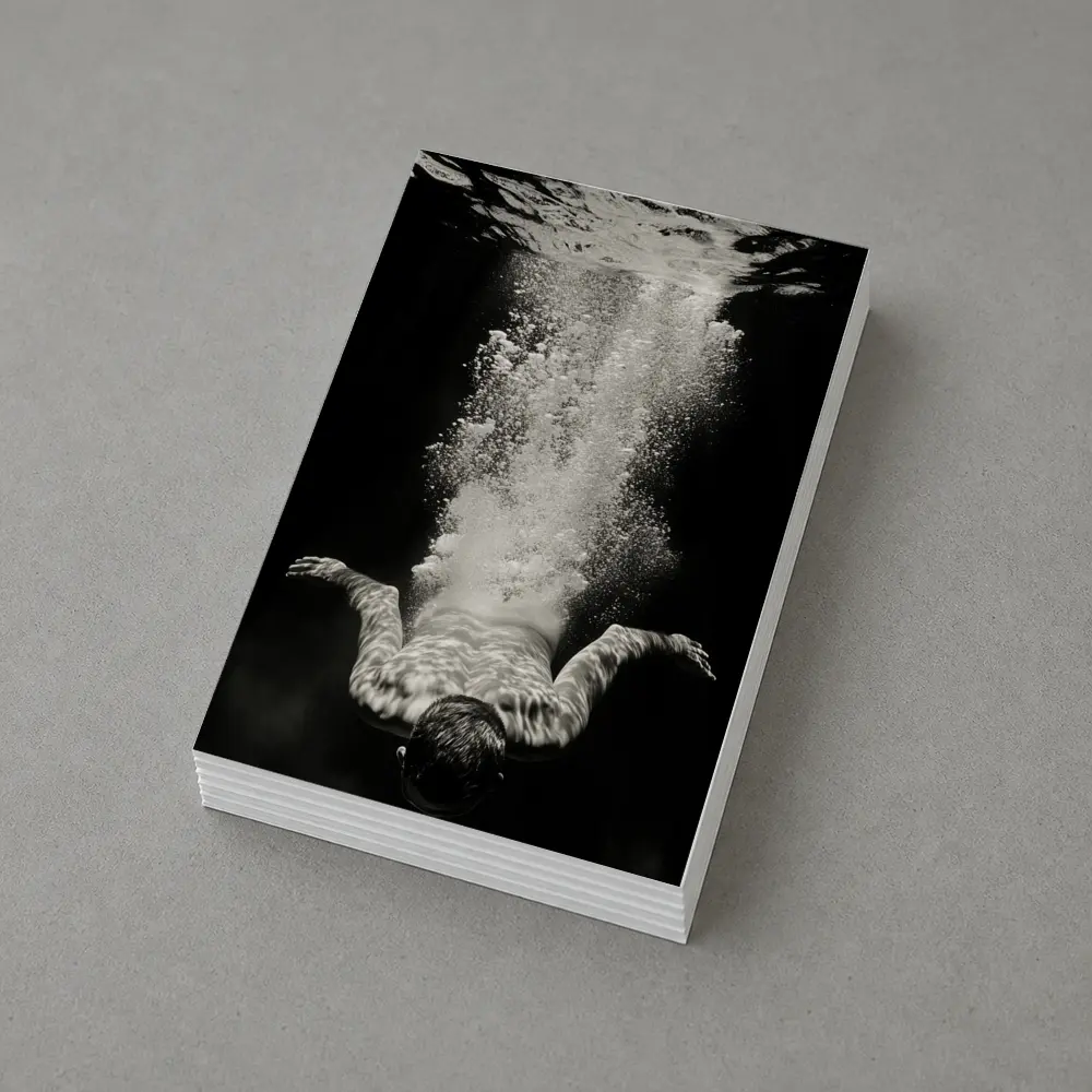 Man Diving Underwater Black White Photography – Postcards
