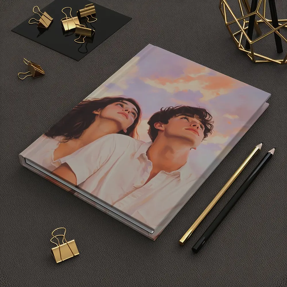 Young Couple Gazing Up Pastel Sky – Notebooks