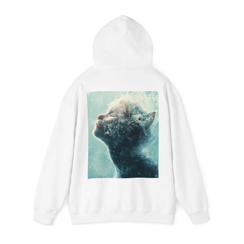 Cat Surreal Water Splash Blue Abstract Art – Hoodies