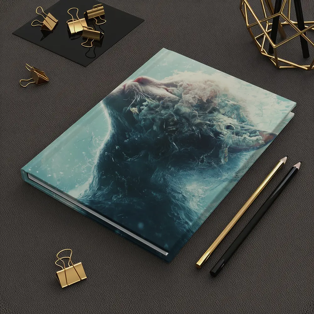 Cat Surreal Water Splash Blue Abstract Art – Notebooks