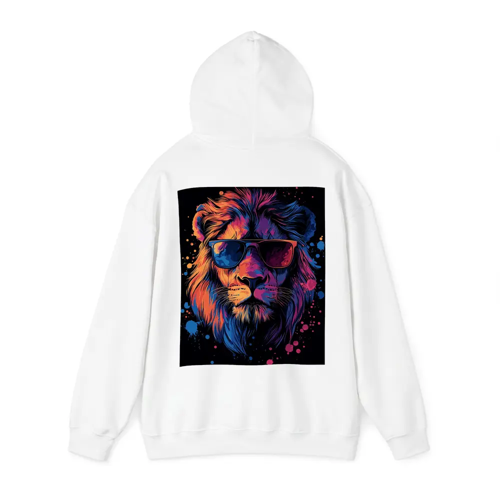 Cool Lion Wearing Sunglasses Neon Splatter – Hoodies