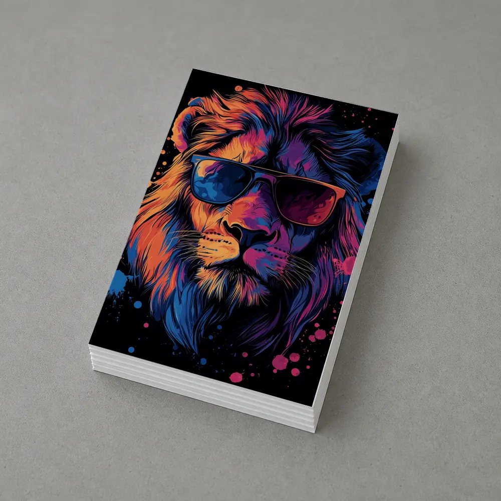 Cool Lion Wearing Sunglasses Neon Splatter – Postcards