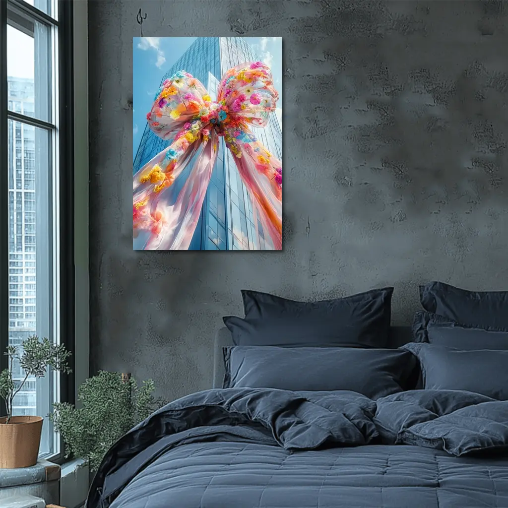 Floral Bow Giant Skyscraper Blue Sky – Wall Art