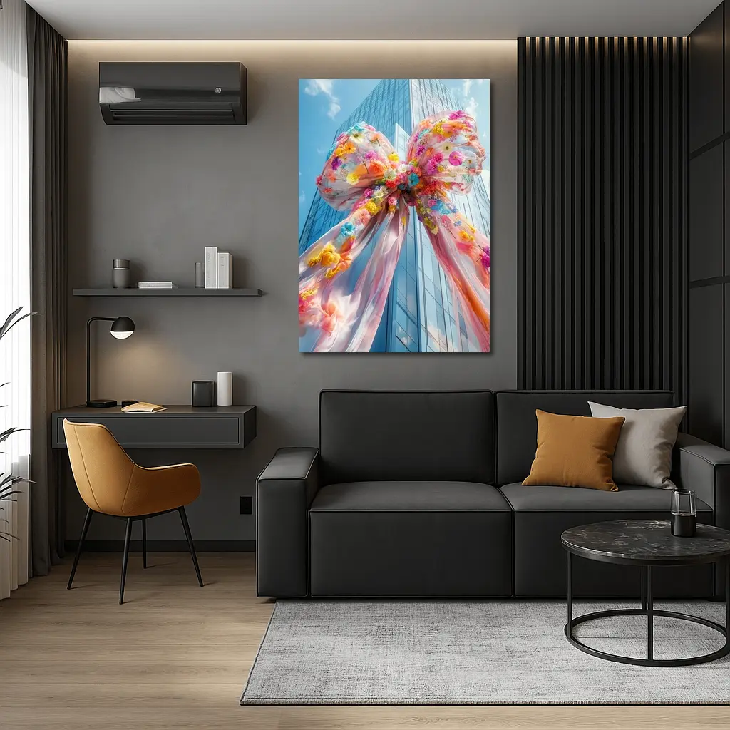 Floral Bow Giant Skyscraper Blue Sky – Wall Art
